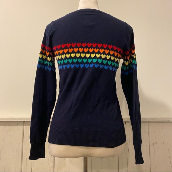 Chaser Small Rainbow Hearts Navy Blue Long Sleeve Pullover - Picture 2 of 12